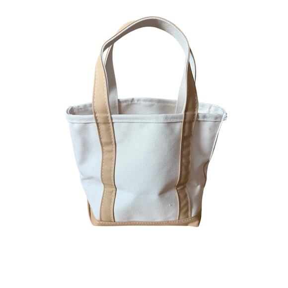 LL Bean Boat & Tote tan and cream mini tote bag spring 2025 - Picture 1 of 6